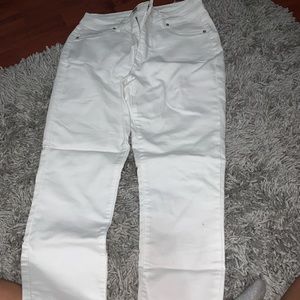 White straight leg jeans
